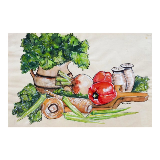 Mid-Century Still Life With Vegetables Painting For Sale