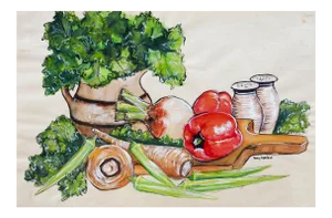Mid-Century Still Life With Vegetables Painting