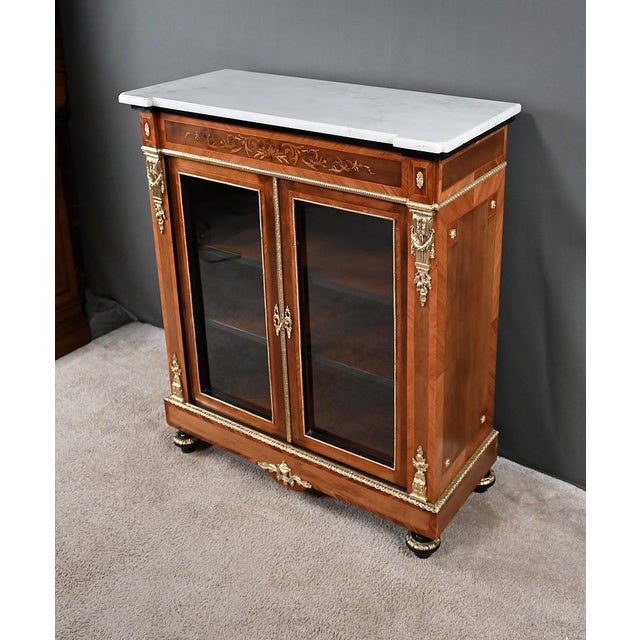 Late 19th Century Napoleon III Marquetry Display Cabinet For Sale - Image 4 of 18