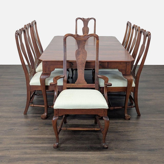 Queen Anne Bob Timberlake for Lexington Solid Cherry Queen Anne 9-Piece Extendable Dining Set For Sale - Image 3 of 14