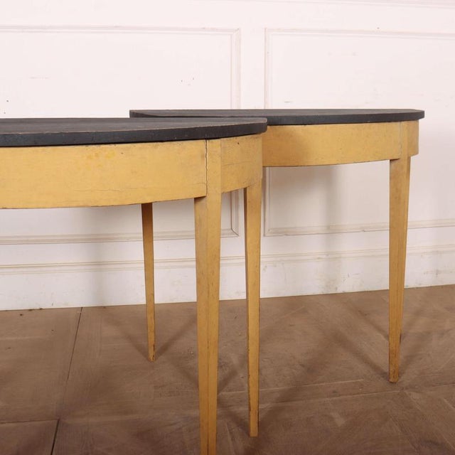 Small Painted Demi Lune Console Tables, 1890s, Set of 2 For Sale - Image 3 of 9
