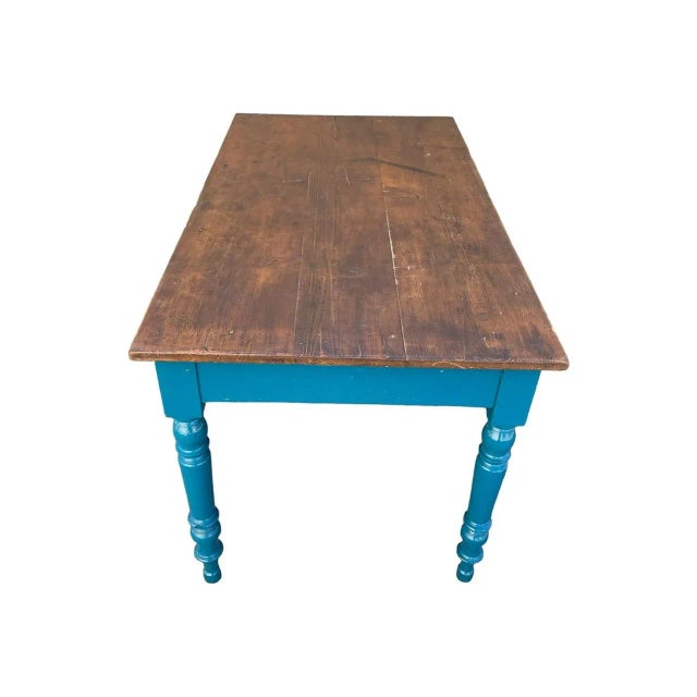 Provencal Table in Turquoise Fir For Sale - Image 4 of 12