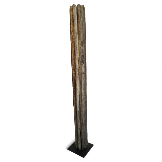 Vintage old rustic wood irrigation wheel post from Thailand. Wonderful textural sculptural piece with beautiful signs of...