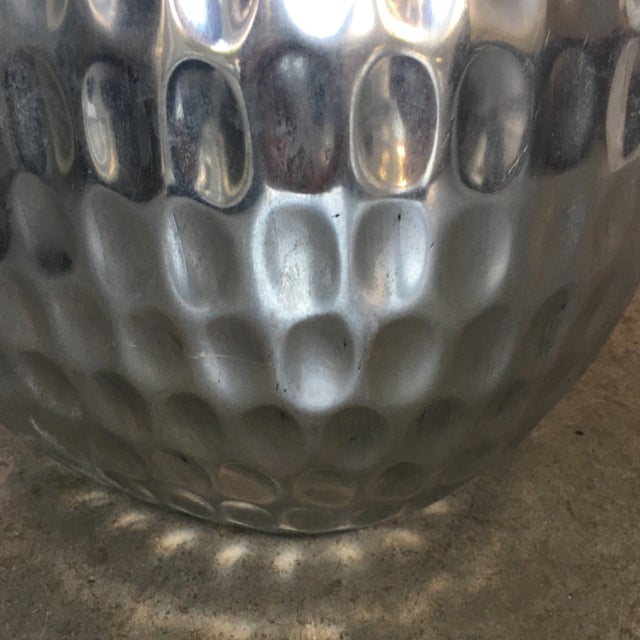 Metal Silver Hand - Hammered Metal Tall Vassel/ Vase For Sale - Image 7 of 10