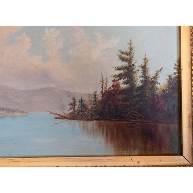 19th Century American Hudson River School Landscape Painting With Repairs For Sale - Image 13 of 18