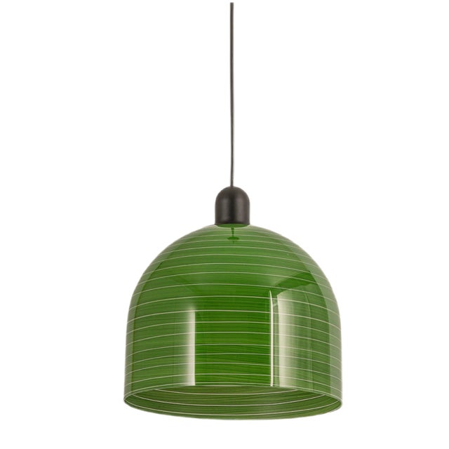 Green Glass Pendant Light by Peill Putzler, Germany, 1970 For Sale
