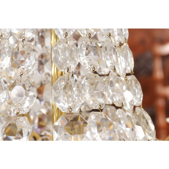French Belle Époque 1890s Five-Light Crystal and Bronze Basket Chandelier, Wired For Sale - Image 4 of 12