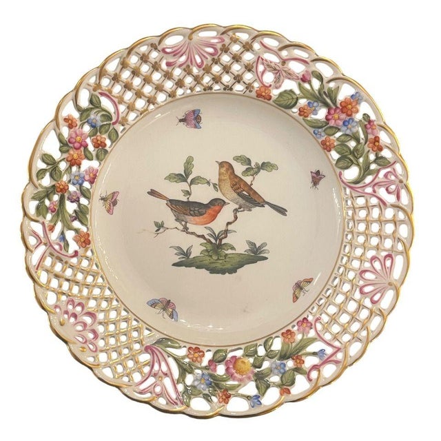 Mid 20th Century Four Herend Porcelain Reticulated Dessert Plates. Hungary, Mid-20th Century. For Sale - Image 5 of 13