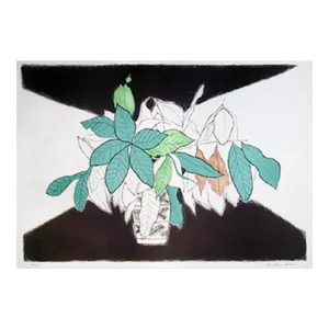 1970s "Vase with Leaves Green" Screen Print by Beatrice Seiden