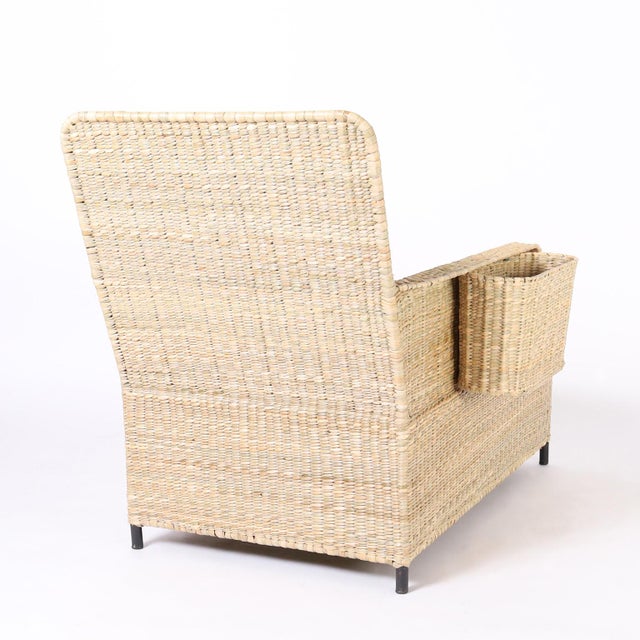 2020s Woven Reed Chaise Lounges With Magazine Racks For Sale - Image 5 of 10