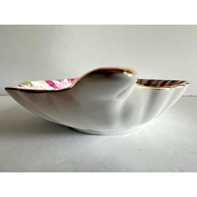 Late 20th Century Vintage 1900s Royal Danube Pink & Peach Roses Gilded Chintz Trinket Dish For Sale - Image 5 of 11