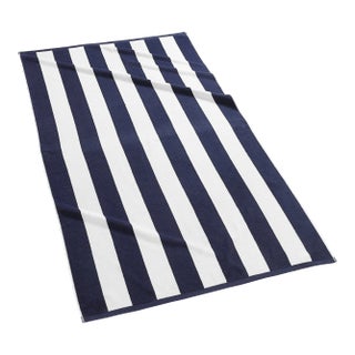 Cabana Stripe Beach Towel in Navy For Sale