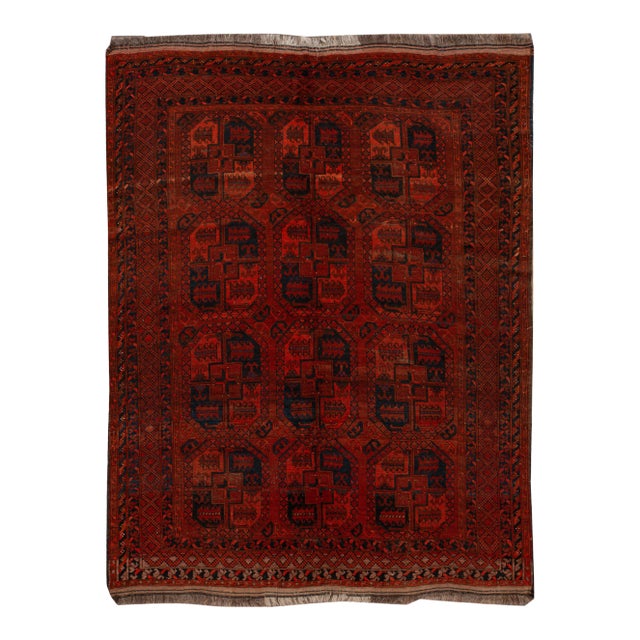Mid-20th Century Vintage Turkmen Wool Rug 6'6" X 8'6". For Sale
