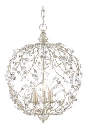 Currey & Company Crystal Bud Silver Orb Chandelier