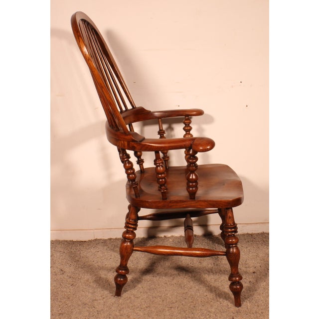 Wood 19th Century Windsor Oak Armchair For Sale - Image 7 of 11