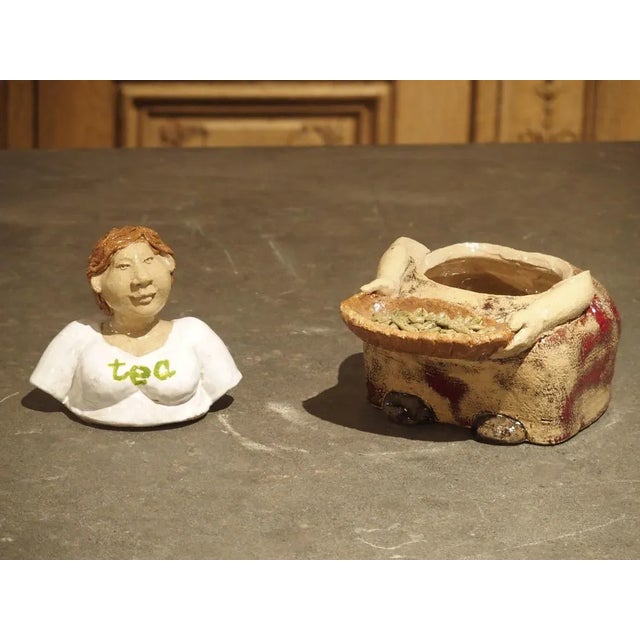 Ceramic Painted French Tea Leaf Holder From Provence For Sale - Image 7 of 11