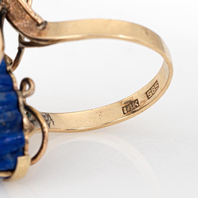 1970s 70s Vintage Diamond Insect Ring Sz 6 Large 14k Yellow Gold Fine Bee Jewelry For Sale In Los Angeles - Image 6 of 6