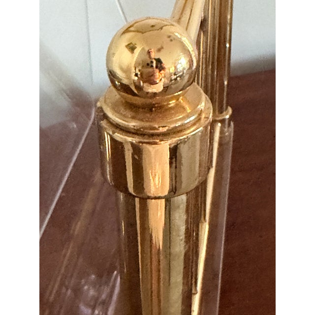 Brass 1970s Lucite and Brass Magazine, File Holder Holders - A Pair For Sale - Image 8 of 11