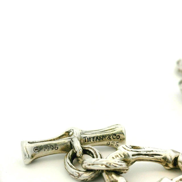 Tiffany & Co. 1996 Heavy Sterling Silver Bamboo Link Bracelet 63g W/ Box For Sale - Image 10 of 11