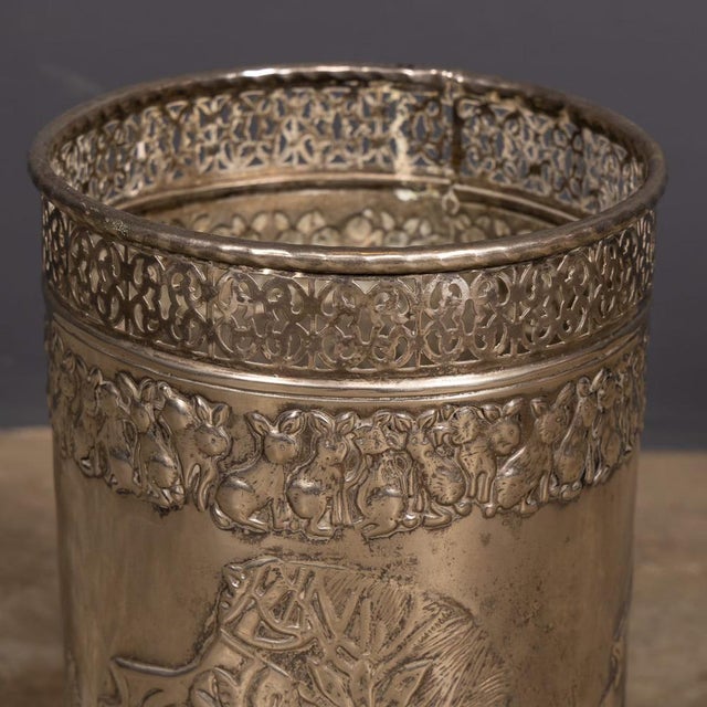 Antique Art Deco Silver Plated Waste Paper Bin, 1920 For Sale - Image 6 of 13