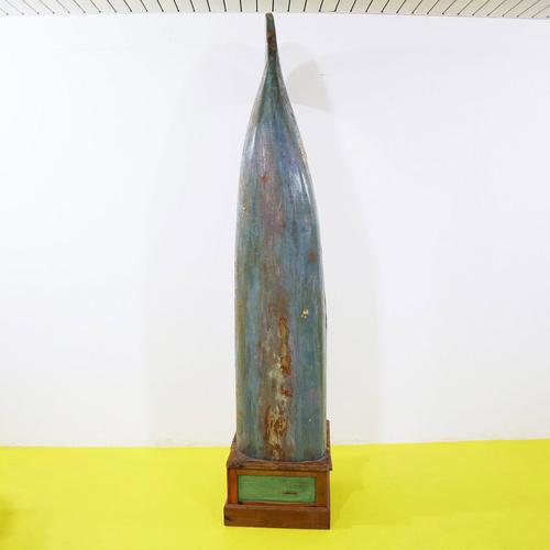 Wooden Bookcase with Glass Door and Painted Boat Section For Sale - Image 17 of 18