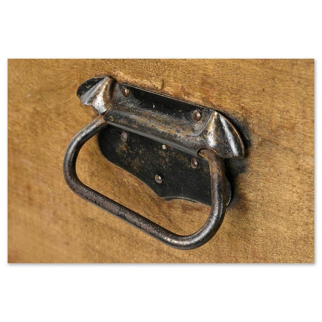 Wooden Transport Trunk with Steel Reinforcements For Sale - Image 5 of 7