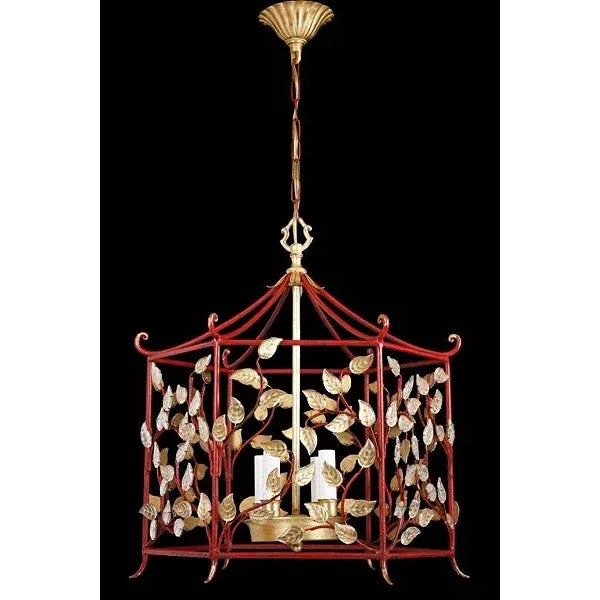 Contemporary Casa Lantern in Gold and Red For Sale - Image 3 of 3