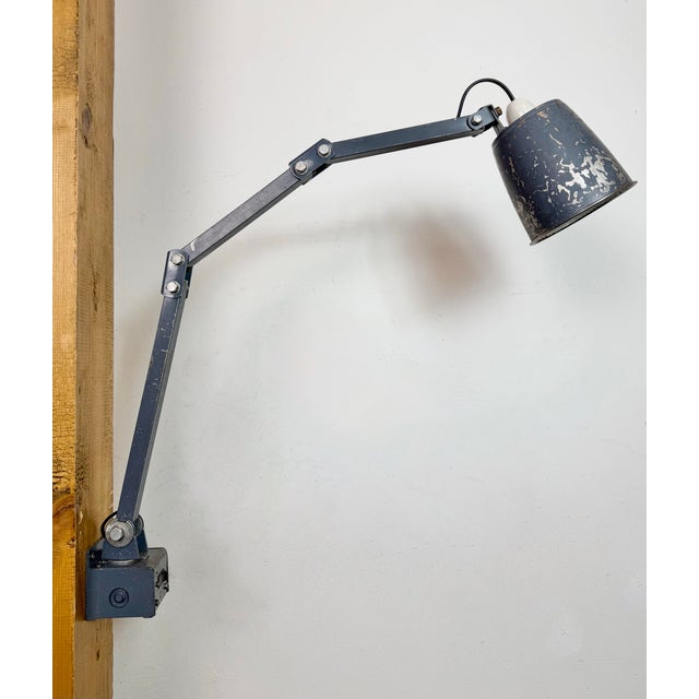 Industrial Grey Adjustable Wall Lamp from Memlite, 1960s For Sale - Image 16 of 18