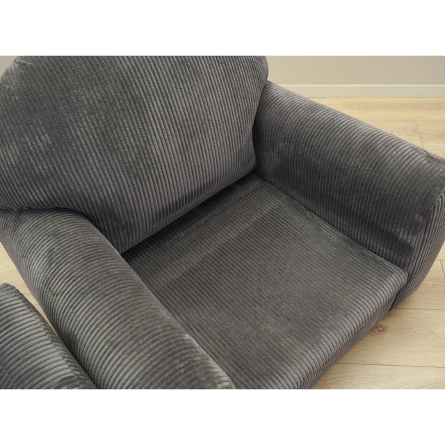 Italian Grey Velour Armchair, 1980s For Sale - Image 9 of 14