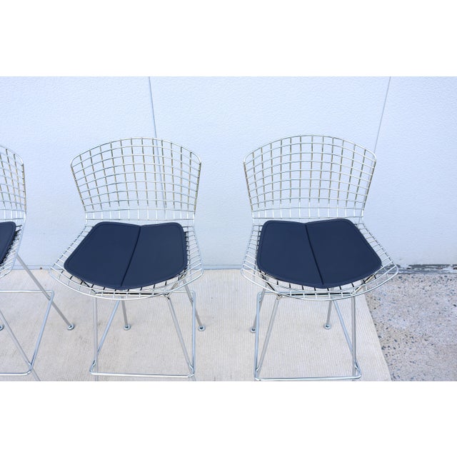 Mid-Century Modern Harry Bertoia for Knoll Bertoia Bar Height Stools - Set of 4 For Sale - Image 13 of 18