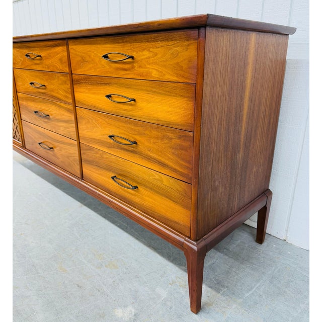 Wood Mid-Century Modern 12-Drawer Walnut Dresser For Sale - Image 7 of 11