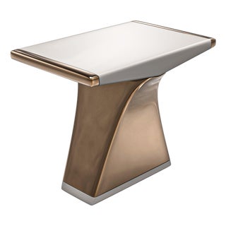 "Falce" Side Table With Bronze and Stainless Steel, Handmade For Sale