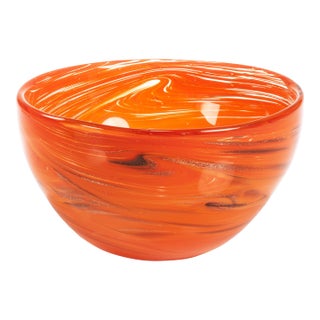 Delphine Glass Serving Bowl- Multi Orange, 8" x 4" For Sale
