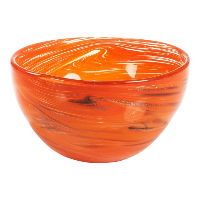Delphine Glass Serving Bowl- Multi Orange, 8" x 4" For Sale