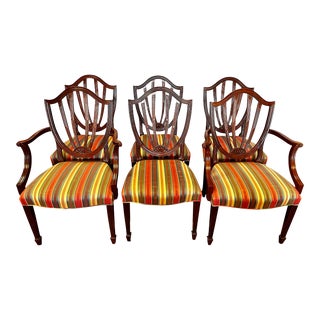 Set of 6 Baker Historic Charleston Mahogany Shieldback Dining Chairs For Sale