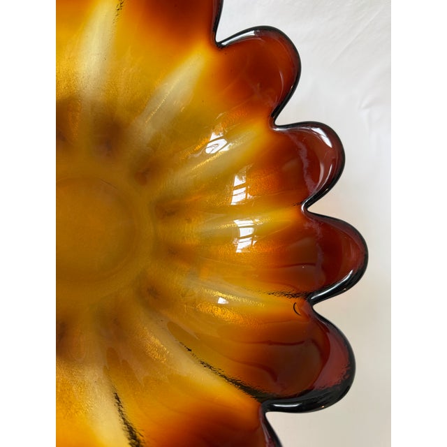 Mid 20th Century Amber Art Glass, Lotus Bowl by Indiana Glass For Sale - Image 11 of 11