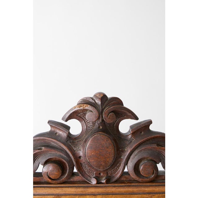 Wood Wall Mirror with Warm Wooden Frame and Carved Crest, 1920s For Sale - Image 7 of 8