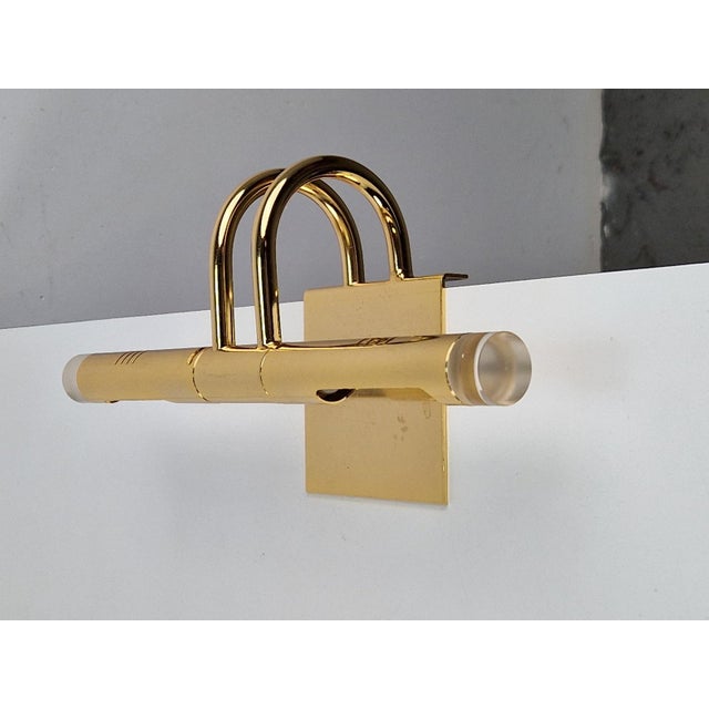 Regency Brass Acrylic Cabinet Lamp by Lumina, 1980s, Set of 3 For Sale - Image 16 of 18