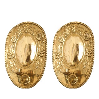 Large Mid-Century Swedish Brass Sconces, Set of 2 For Sale