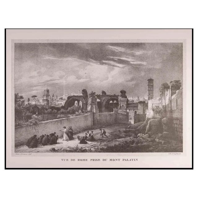 After Godefroy Engelmann, Roman Temples and Ruins, Original Etching, Late 20th Century For Sale