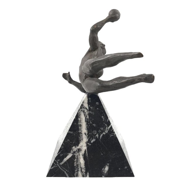 Bronze & Marble Man and Sport Sculpture by Angelo Maineri, 1999 For Sale - Image 4 of 17