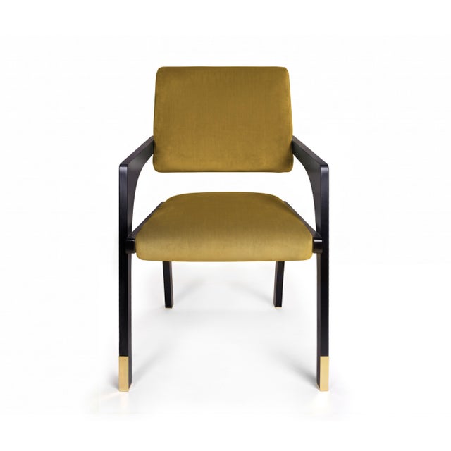 Contemporary Arches Dining Chair in Mustard Cotton Velvet from Insidherland For Sale - Image 3 of 8