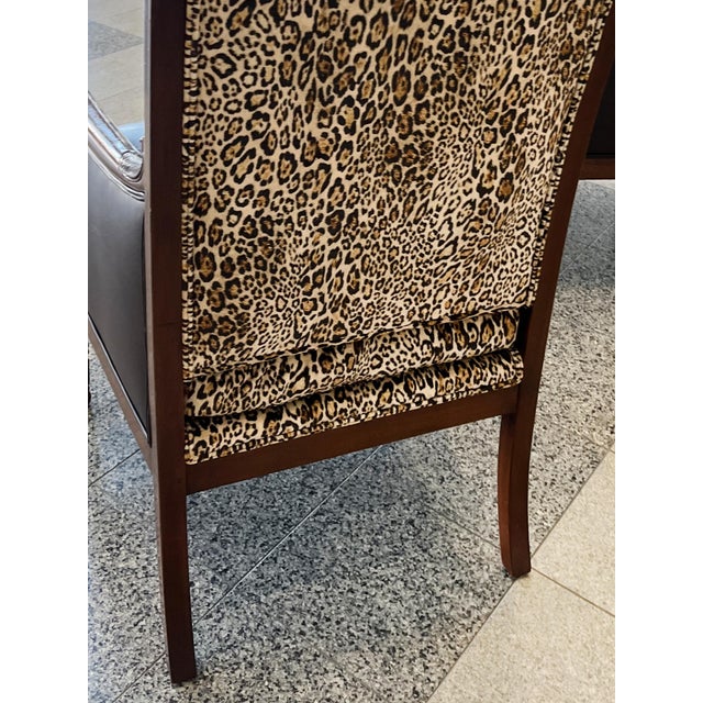 French Empire Armchairs in Brown Vegan Leather & Silk Velvet - A Pair For Sale - Image 18 of 18