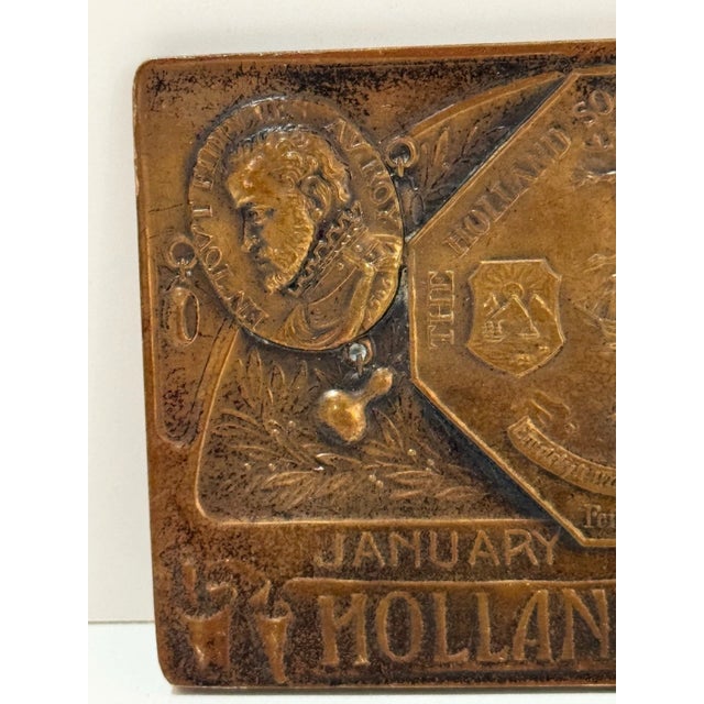 1911 Whitehead-Hoag Bronze Plaque – Holland Society of Ny Annual Dinner, Jan For Sale - Image 4 of 5