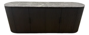 Rh Byron Emperador 4-Door Sideboard – 84” Black Oak With Black Emperador Marble Top