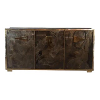 Custom Murano Glass Sideboard with Hand-Painted Doors and Brass Details by Justfurnituress For Sale