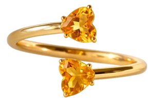 Natural Citrine Heart Cut Ring, Dual Gemstone Promise Ring Us 7