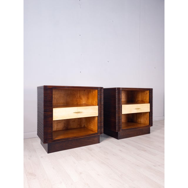 Art Deco Italian Nightstands in Parchment attributed to Osvaldo Borsani, 1940s, Set of 2 For Sale - Image 18 of 18
