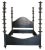 This hand-carved pale, weathered, whitewashed, or hand-rubbed black mahogany bed is embellished with intricate variegated...