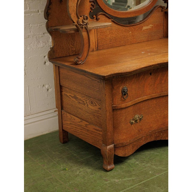 Wood Tiger Oak French Antique Dresser For Sale - Image 7 of 12